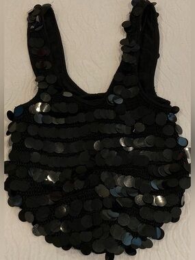 Vintage “Far Nine” Hobo Whimsical Black Sequined Fabric Lined Shoulder Bag Pre-O